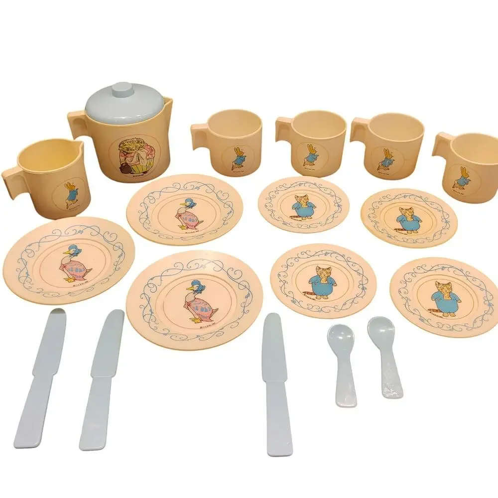 Vintage Peter Rabbit Toy Tea Set 1983 by Bluebird England Imported Very Rare